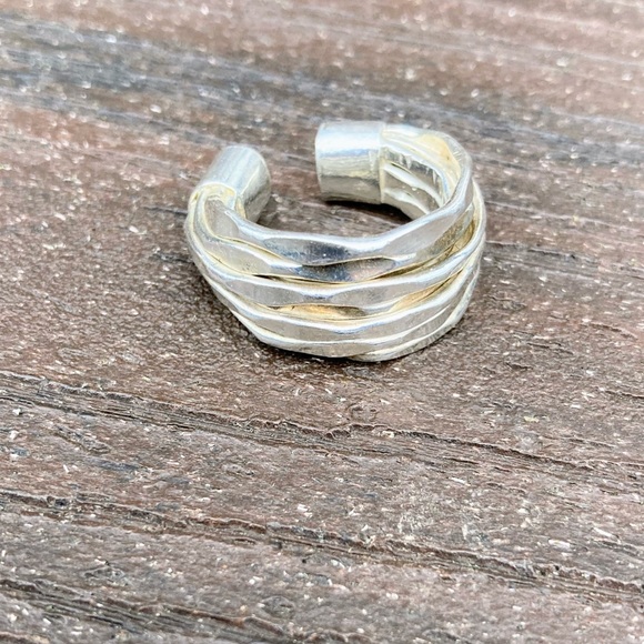 Vintage Sterling Silver 925 Multi Band 7 Bands Brutalist Modern Ring size 6 - Picture 4 of 11